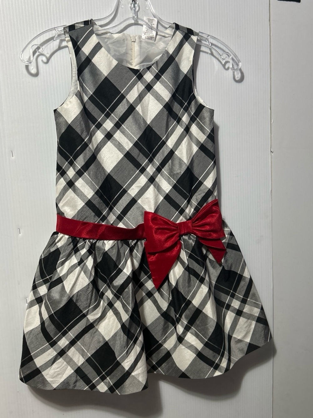 Gymboree Black & White Plaid Dress with Red Bow
